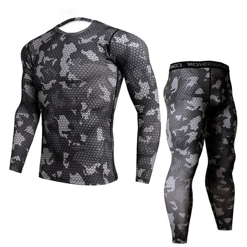 New Fitness Camo T Shirt Men Compression Shirt
