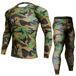 New Fitness Camo T Shirt Men Compression Shirt