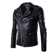 Load image into Gallery viewer, Brand PU Leather Jacket Men Autumn Casual Zipper