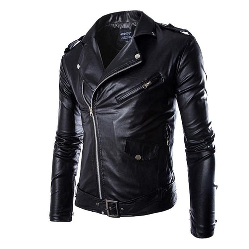 Brand PU Leather Jacket Men Autumn Casual Zipper