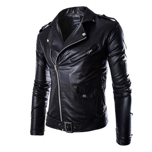 Brand PU Leather Jacket Men Autumn Casual Zipper