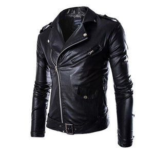 Brand PU Leather Jacket Men Autumn Casual Zipper