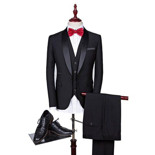 new green fruit collar suit three-piece suit