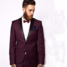 Load image into Gallery viewer, Groomsmen Peaked Black Lapel Groom Tuxedos