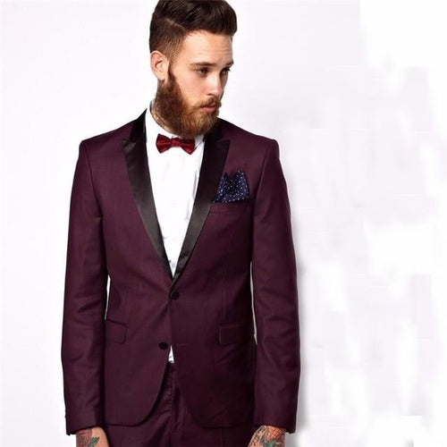 Groomsmen Peaked Black Lapel Groom Tuxedos