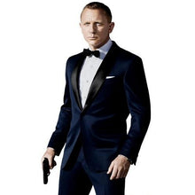 Load image into Gallery viewer, Groomsmen Peaked Black Lapel Groom Tuxedos