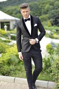 Groomsmen Peaked Black Lapel Groom Tuxedos